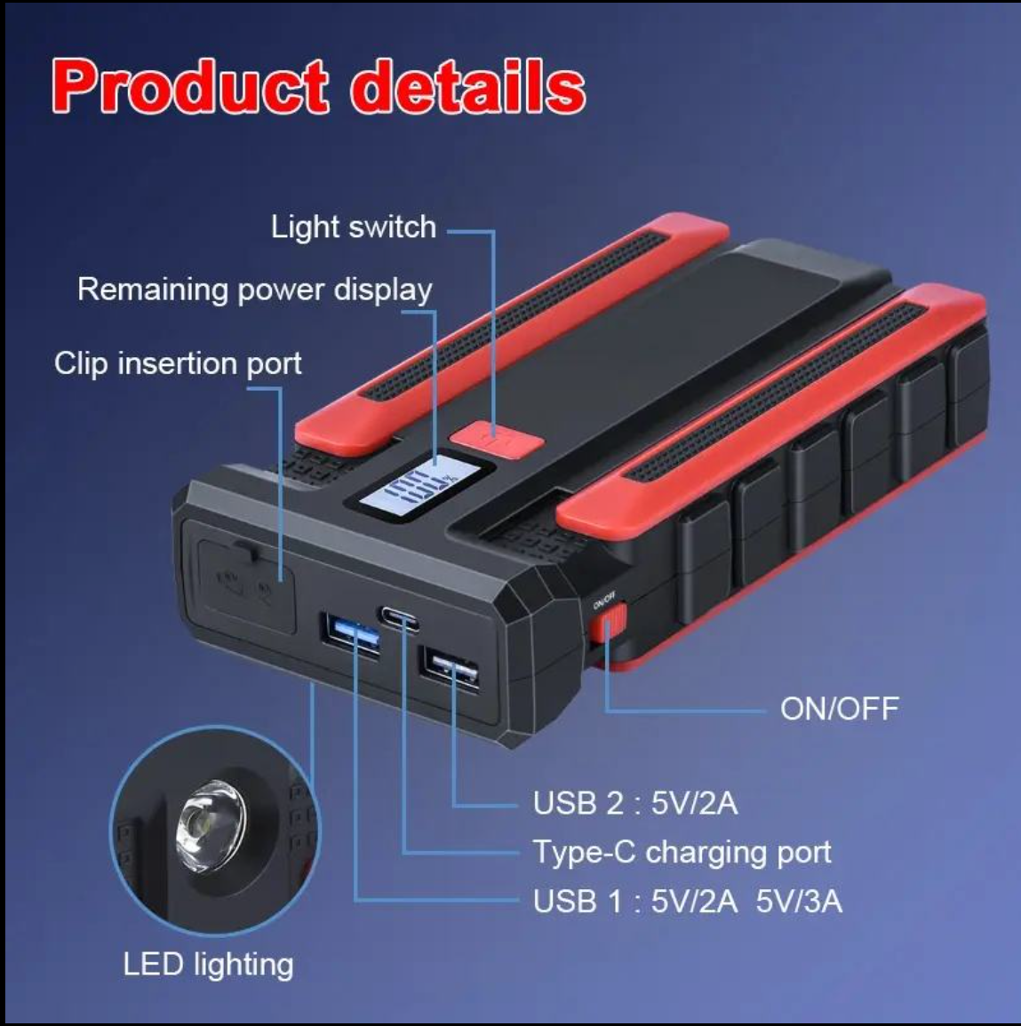RoadSurge – Car Jump Starter Power Bank with Air Pump