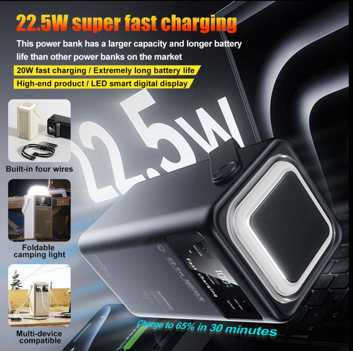 CampPower 80K -  Power Bank with LED Camping Light