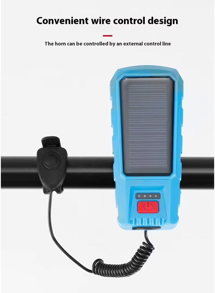 Solar Bike Headlight — Light, Alarm & Horn, All in One