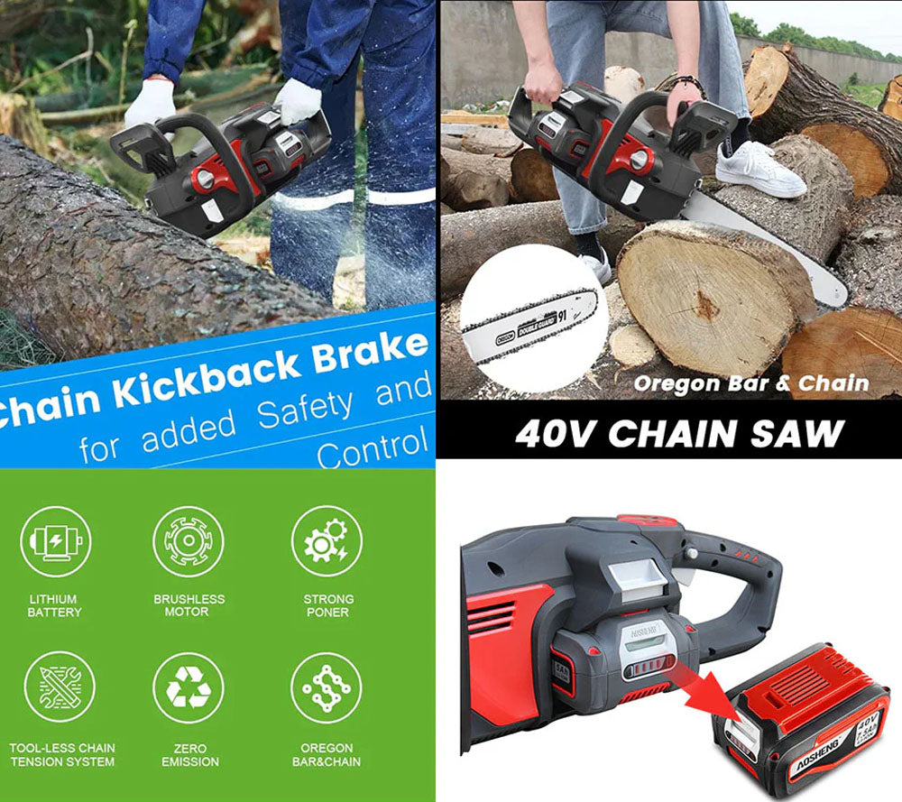 40V 16" Cordless Electric Chainsaw