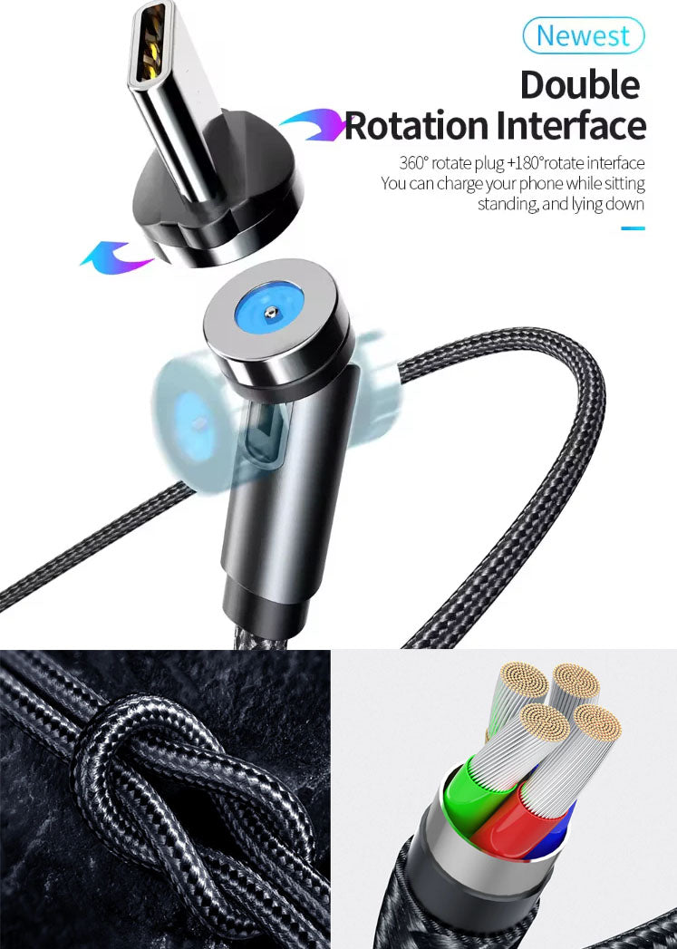 540° Magnetic 3-in-1 Fast Charging Cable