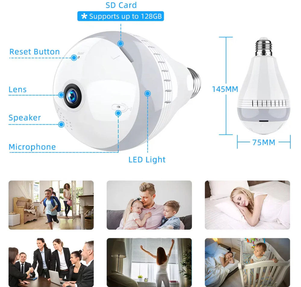 E27 360° Panoramic WiFi Bulb Camera