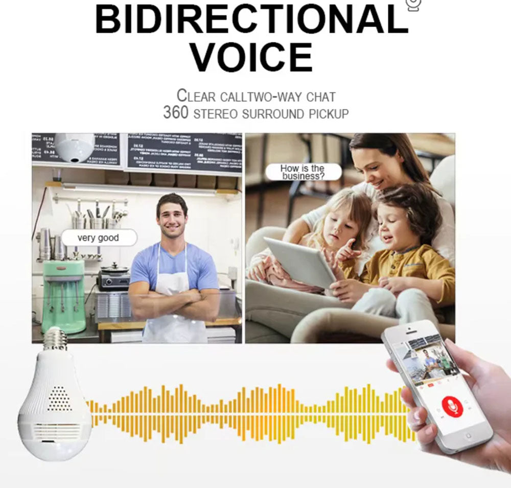 E27 360° Panoramic WiFi Bulb Camera