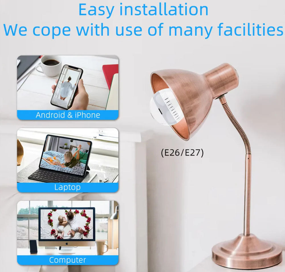 E27 360° Panoramic WiFi Bulb Camera