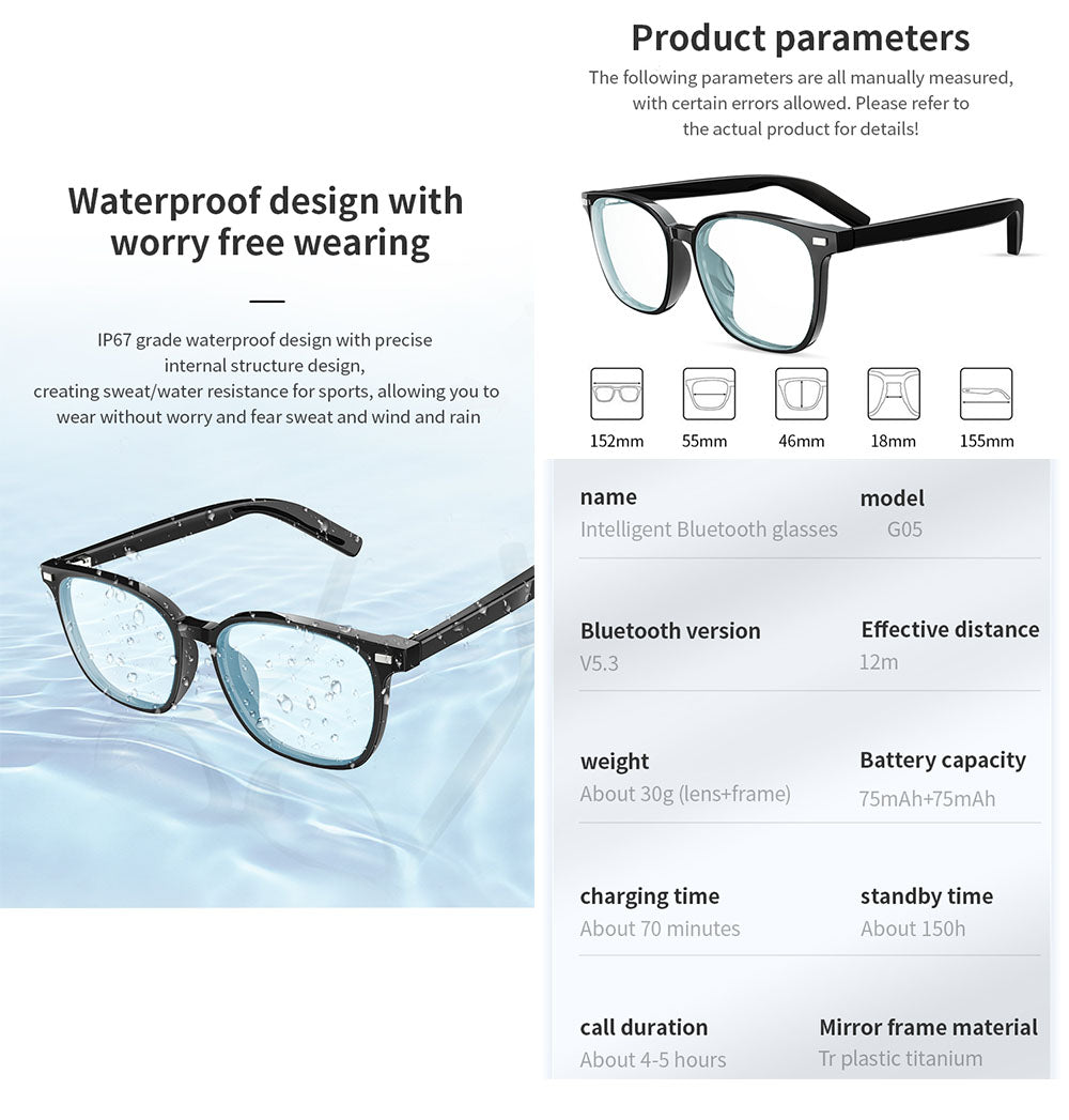 Bluetooth Earphone Glasses