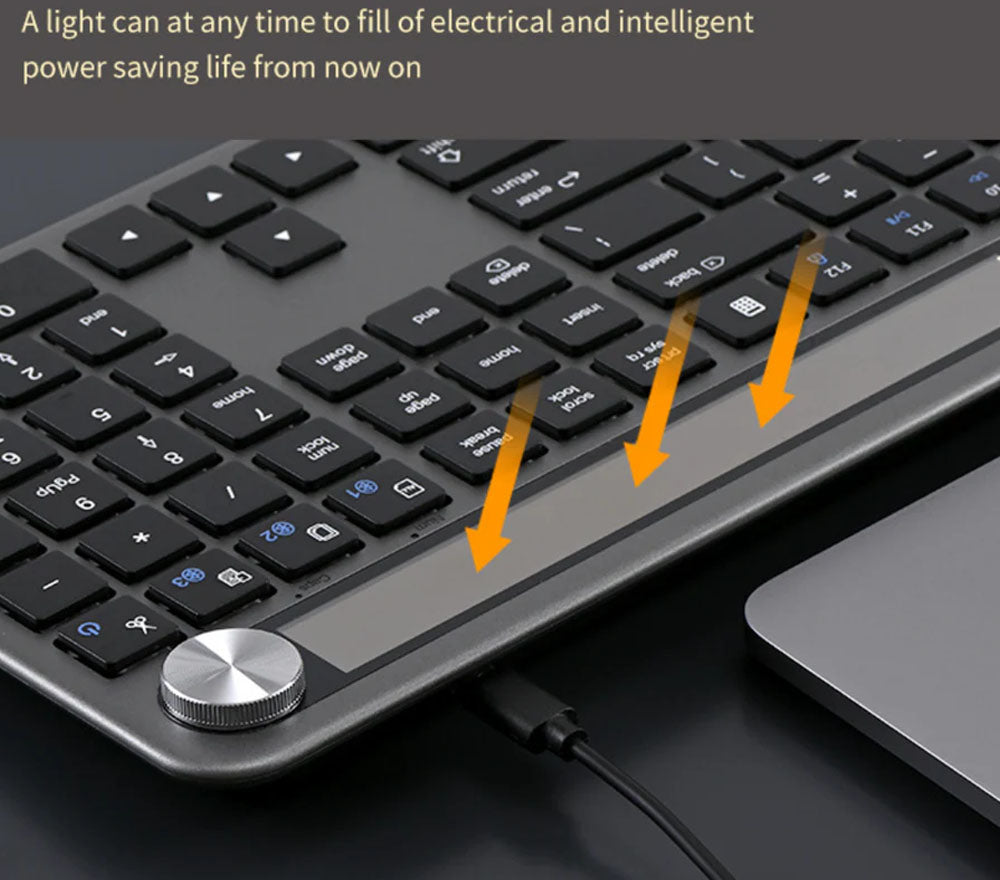 Solar Powered Wireless Bluetooth Keyboard