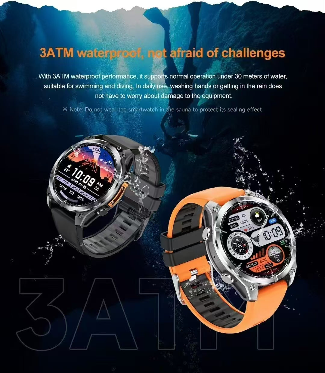 3ATM Waterproof Smartwatch